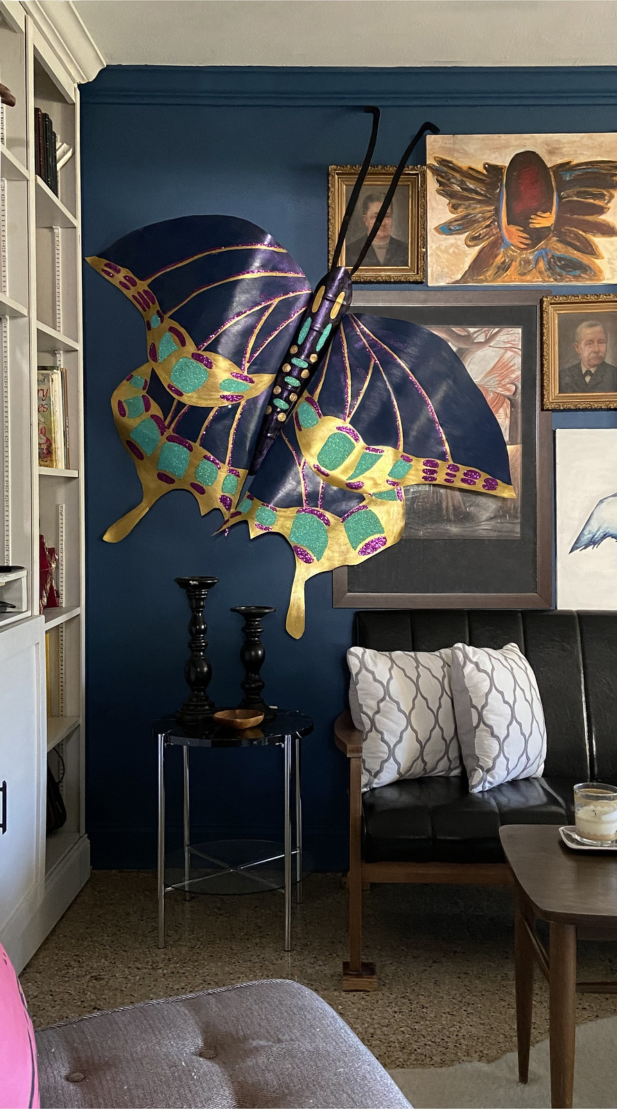 Rebecca Pons, Art, New Orleans artist, Louisiana artist, Paper Butterflies, Glitter Butterflies, Painted Butterflies, Mardi, Gras Decor,Home Decor, Beautiful Moth,