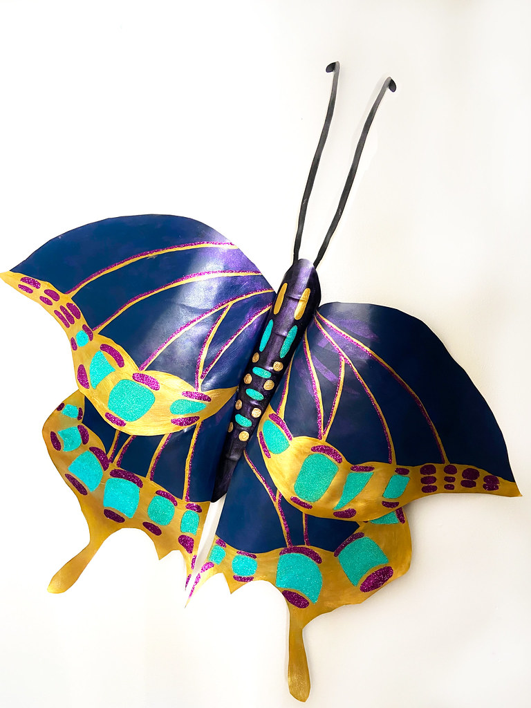 Rebecca Pons, Art, New Orleans artist, Louisiana artist, Paper Butterflies, Glitter Butterflies, Painted Butterflies, Mardi, Gras Decor,Home Decor, Beautiful Moth